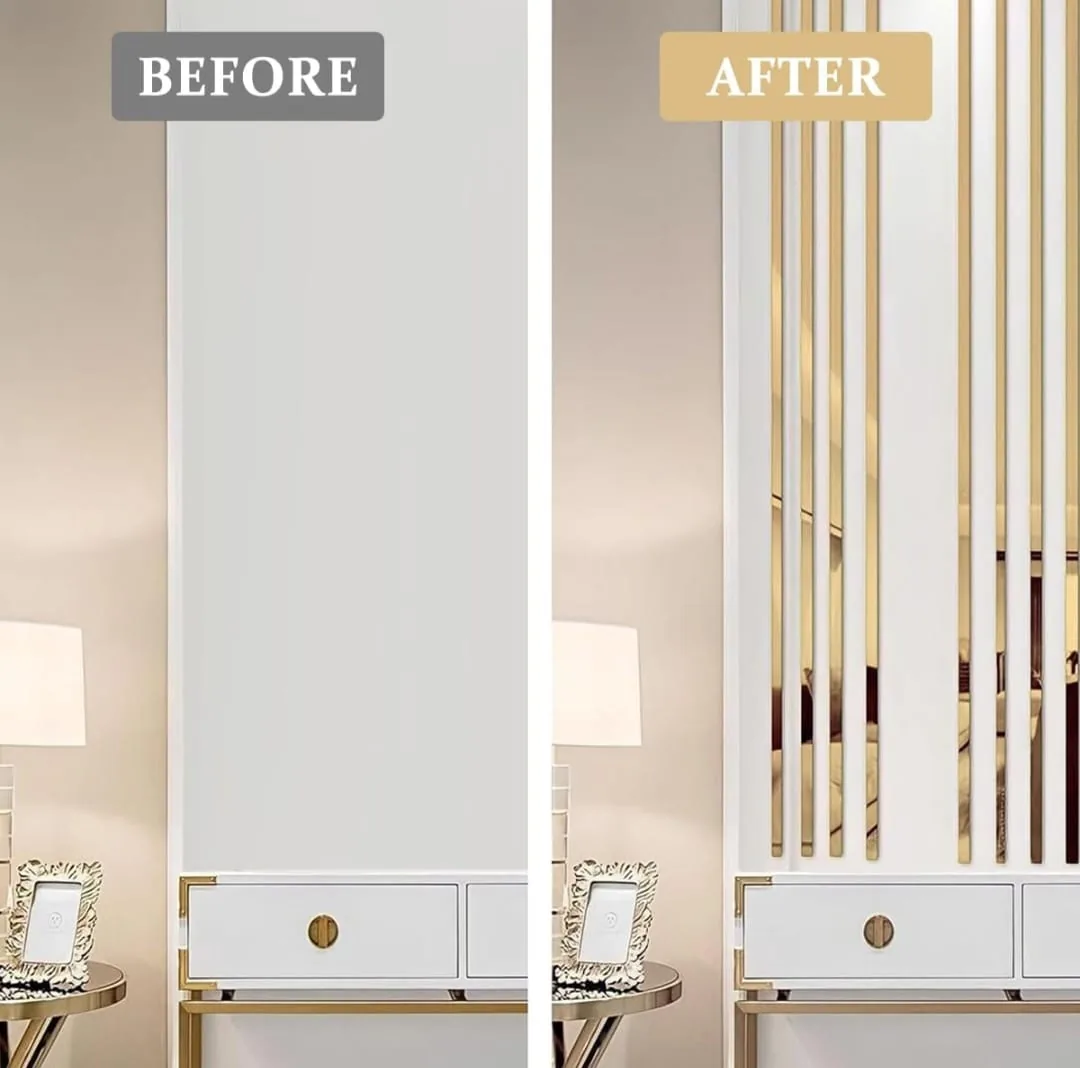 Gold strip installation before & after